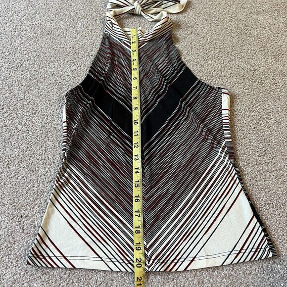 Vintage 90s Y2K Agaci Too Vertical Stripes Halter Tie Tank Top - Picture 5 of 5